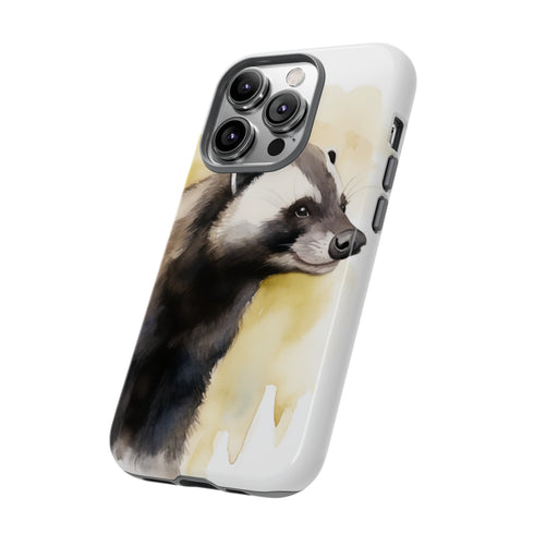Badger on a Yellow Background - Impact Resistant Phone Case